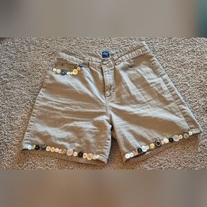 100% Cotton Tan Shorts With Button Details